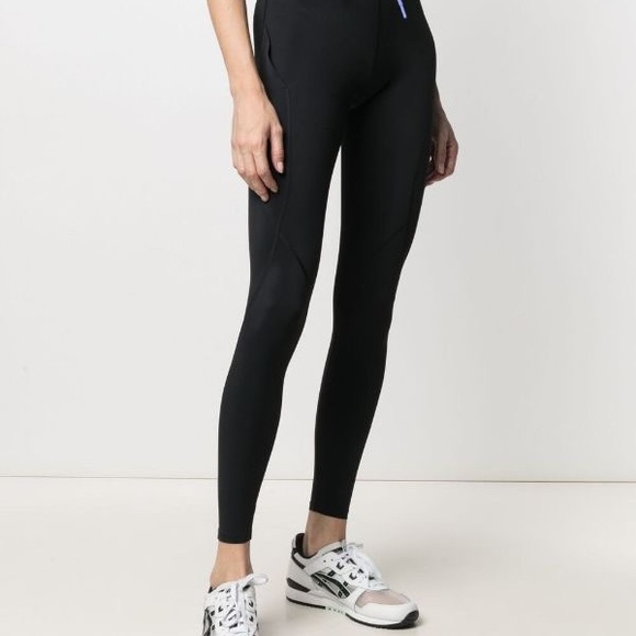 Off-White Designer Brand Logo-Waistband Black Active Leggings Size M - Picture 3 of 7